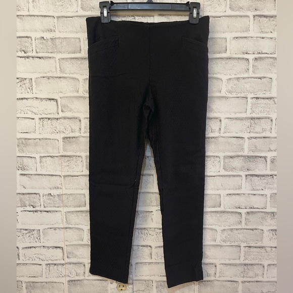 Van Heusen black textured stretch extensible pull on pants 4 short - Picture 1 of 5